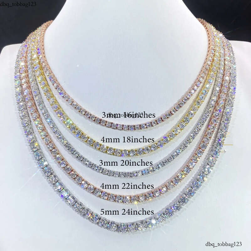 2mm 3mm VVS Moissanite Tennis Chain 7-24 inch Women's and Men's Bracelet Necklace