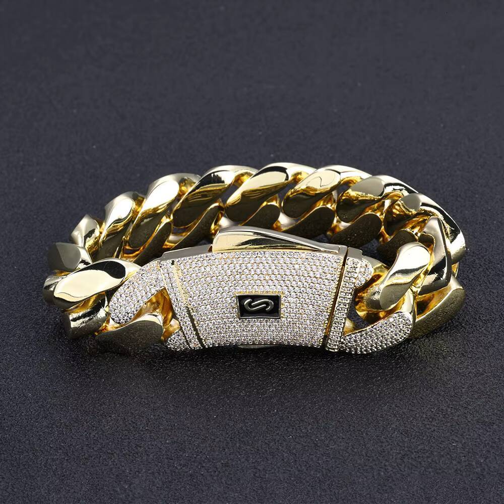 New Design Hip Hop Style Fashion Retro Shining Jewelry 14K Gold Plated High Quality Mens Monaco Gold Cuban Bracelet