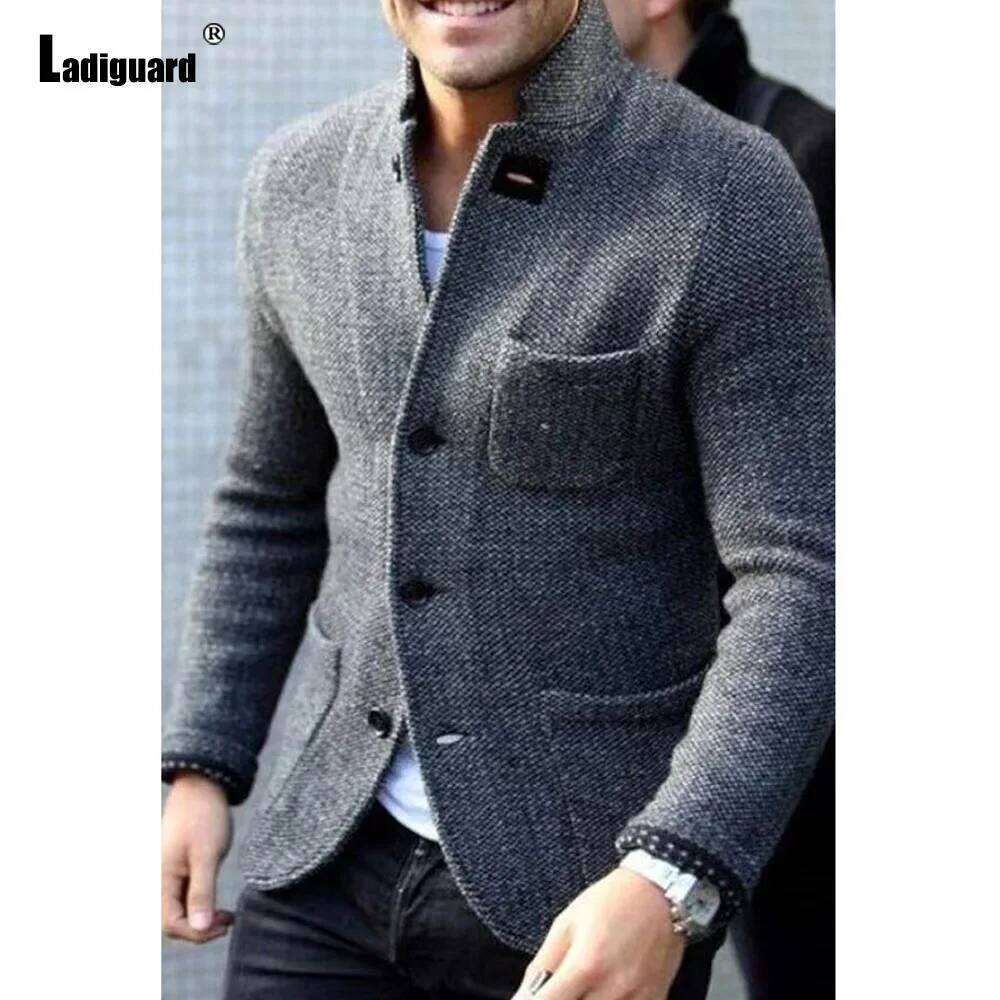Mens Elegant Leisure Casual Knitted European Style Spring Classic Basic Jackets Men Slim Comfy Blazers Outerwear