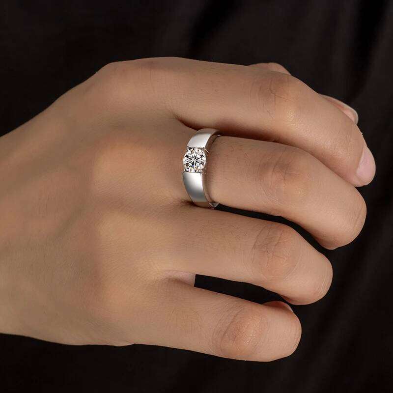 PERFANY 0.5/1CT Moissanite for Men S Pure Sier Laboratory Cultivated Dia Engagement Ring Classic Wedding Jewelry