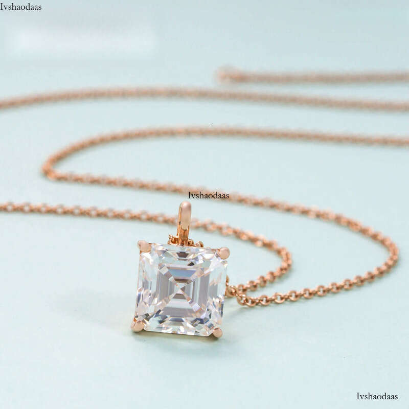 Pass tester asscher cut moissanite custom iced dia women fine pendant necklace