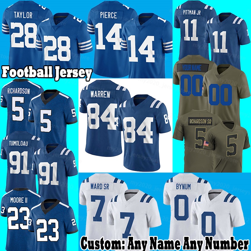 28 Jonathan Taylor Football Jerseys 84 Tyler Warren 14 Alec Pierce Riley Leonard Daniel Jones DeForest Buckner Quenton Nelson DJ Giddens Spencer Shrader Franklin
