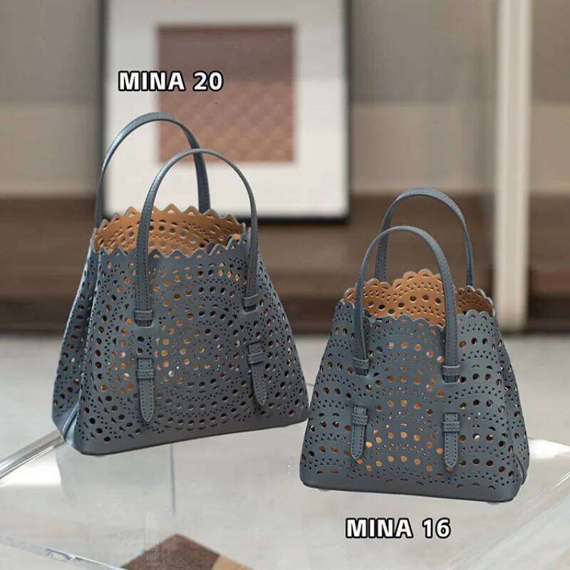 New Tote French Cowhide Handmade Niche Laser Engraved Hollow Leather Vegetable Basket Bag Casual Versatile Temperament
