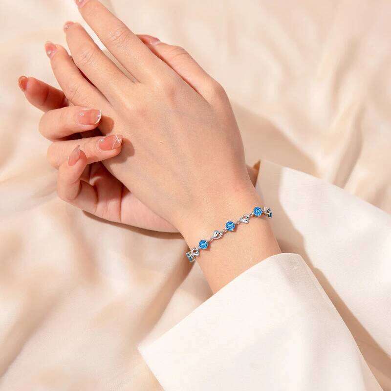 2pcs/set Sterling Sier Heart Necklace Set for Women Korean Adjustable Charm Bracelet Party Jewelry