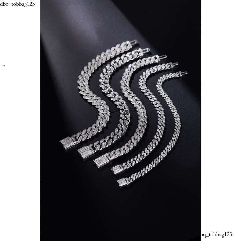 Miami Iced Out S Sterling Sier 14mm 16 18 20 22 24 26 Inch Moissanite Choker Baguette Cuban Link Chain Necklace for Men