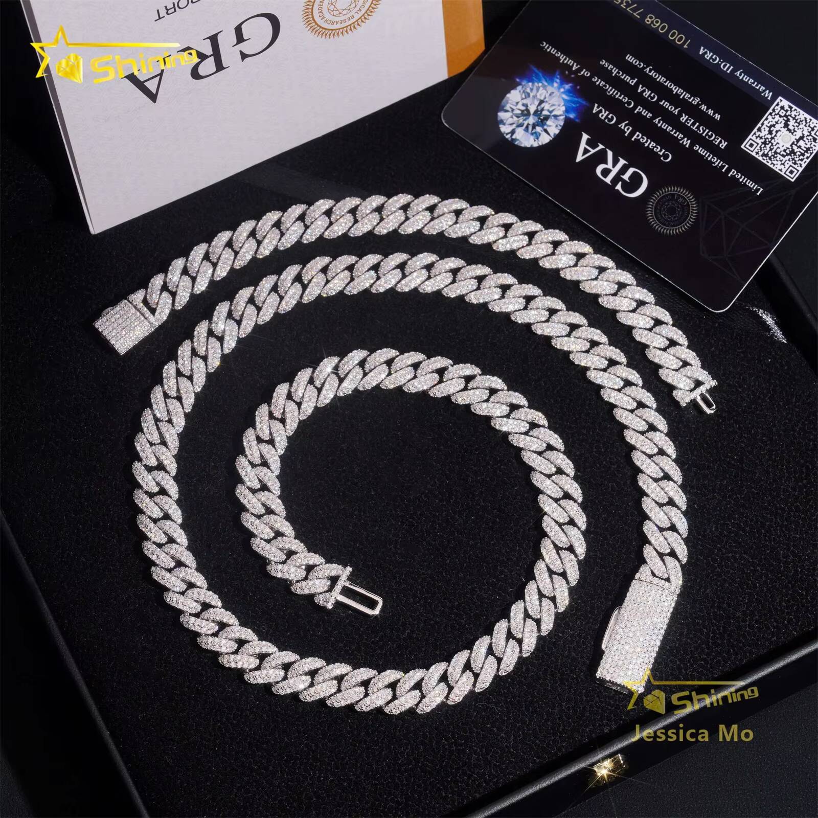 Bulk Stock New Arrivals Unique Design GRA Certificate S925 10mm Iced Out VVS Moissanite Miami Cuban Link Chain Necklace