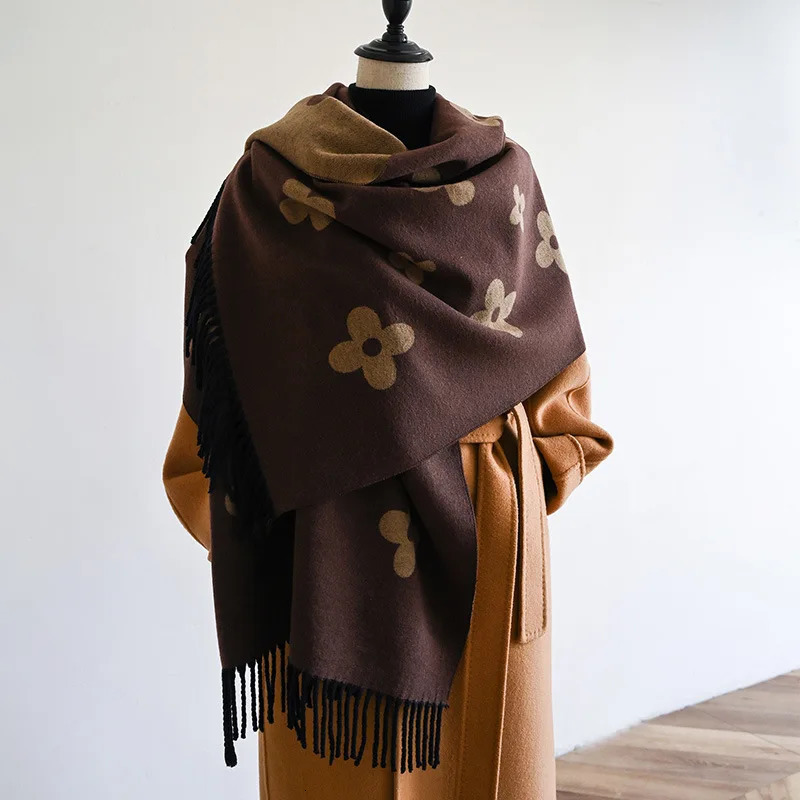 Fashion Jacquard Soft Covering Yarn Scarf Women Spring Autumn Long Shawl Wraps Winter Warm Neckerchief Double Sides 250930