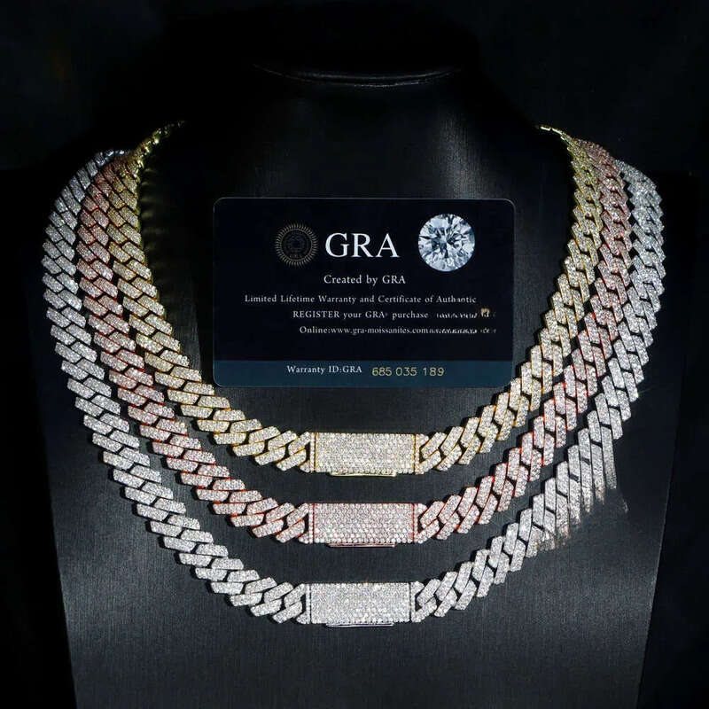 Hip Hop Style Iced Out Jewelry 6mm 8mm 10mm 12mm 14mm 20mm Width Sterling Sier VVS Moissanite Cuban Link Chain Bracelet