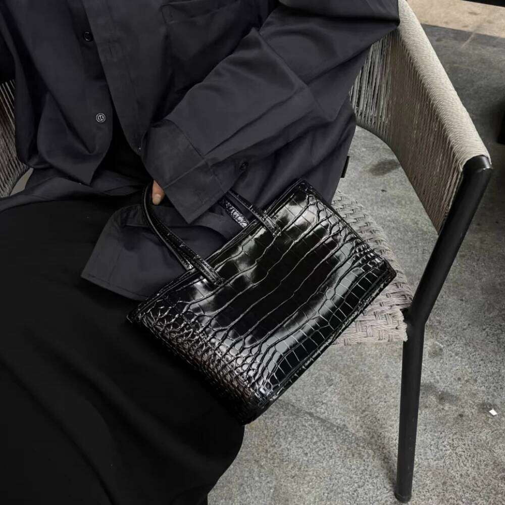 Korean Tote Bags For Women Designer Handbags And Purses 2024 New In PU Glossy Crocodile Pattern Top Handle Small Shoulder
