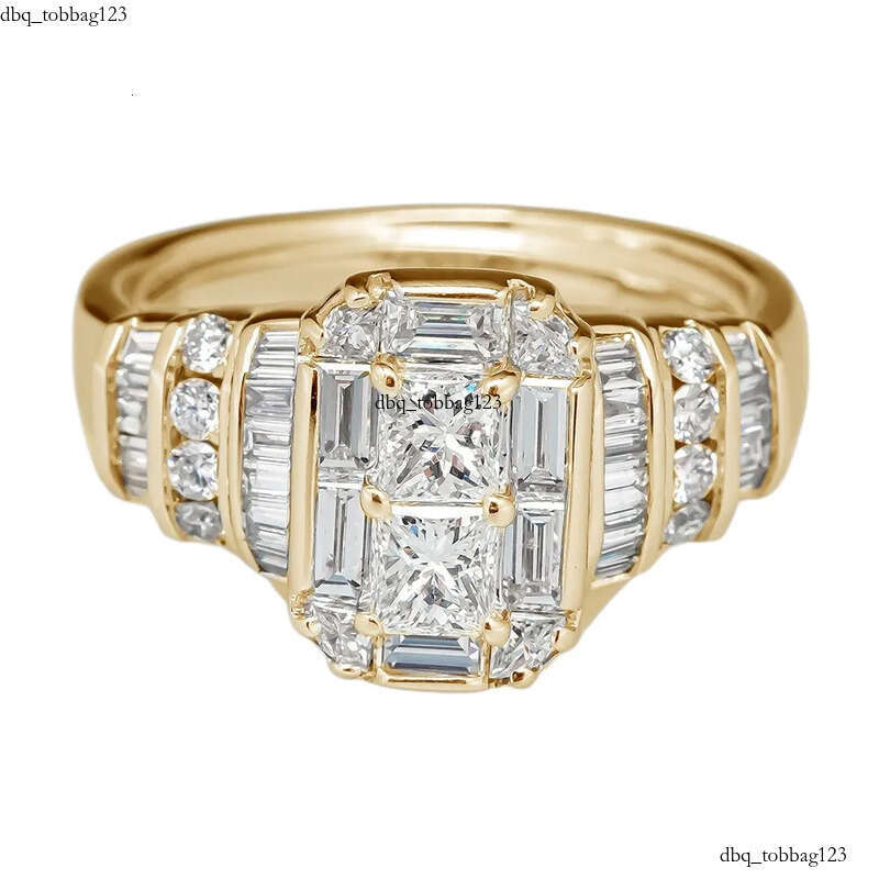 2023 Brand Wedding Rings Jewelry Sterling Sier T Princess Cut White Topaz CZ Dia Gemstones Party Eternity Women Engagement Band Ring Gift