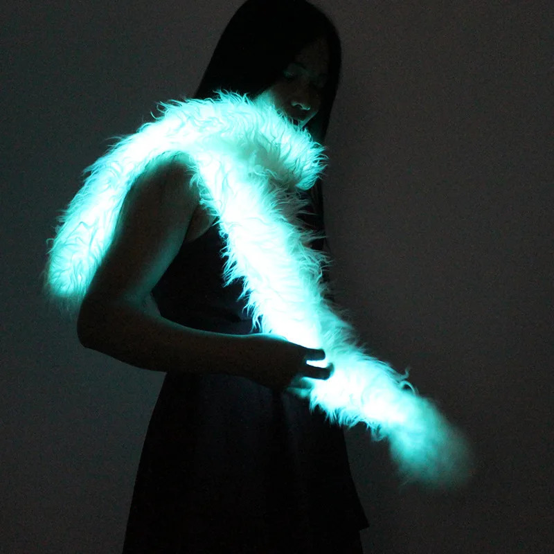 Led Flash Scarf Men Women Carnival Party Christmas Luminous Lighting Faux Fur Plush Scarves Neck Warmer 250929
