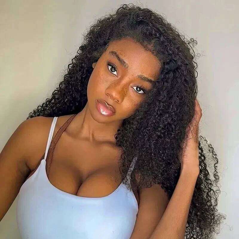 4C Kinky Edges Hairline 9X6 HD Lace 250% Human Jerry With Baby Hair Pre Plucked Wig For Women Curly Xiusiyuan2510