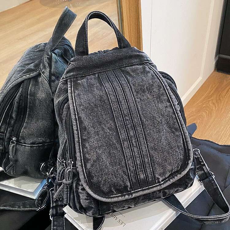 designer bag Luxury bag New Washed Vintage Denim American Style Daily Commute Women's Multifunctional Small Backpack