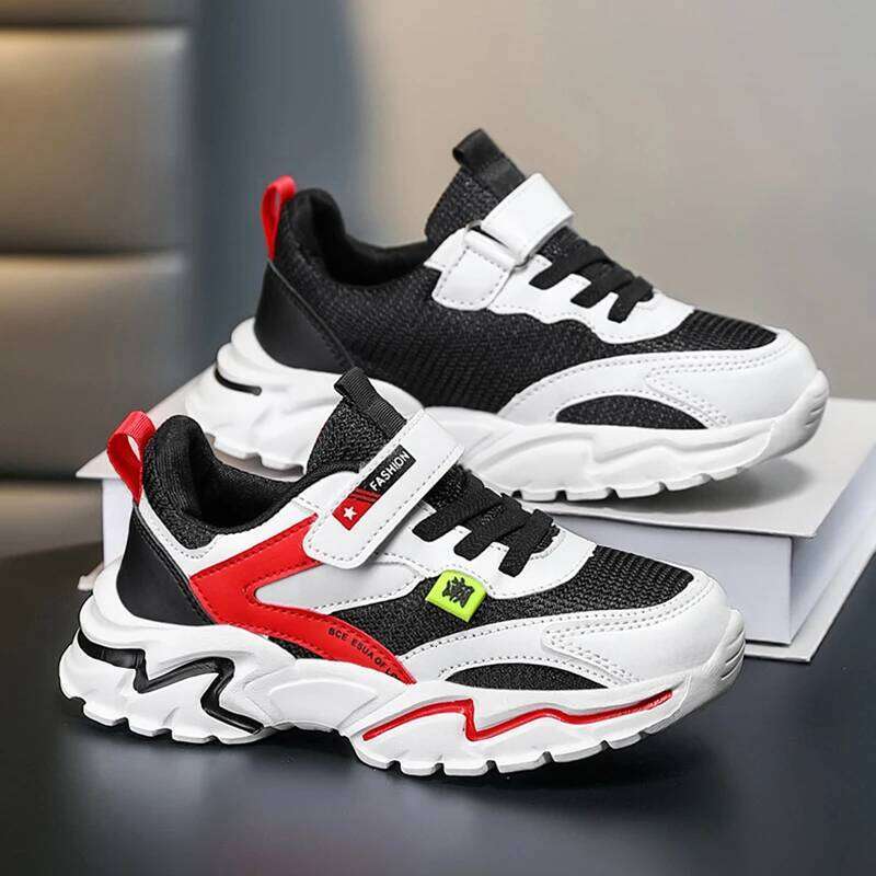 Kids Sports Boys Sneakers Trendy Non-Slip Running Walking Shoes For School Children Lightweight Casual Tennis Footwear