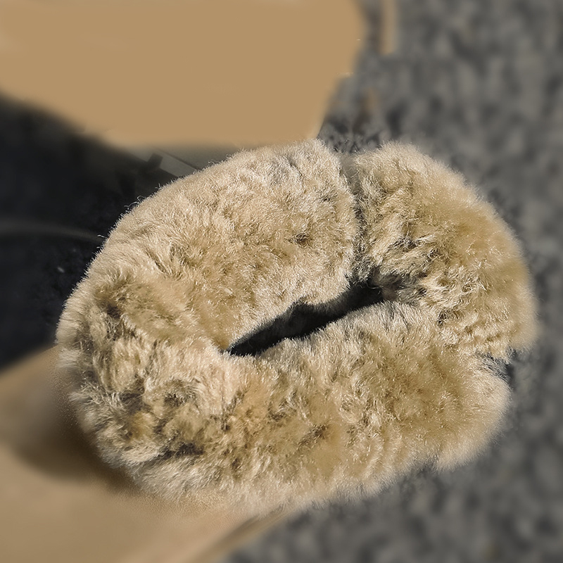 EBV designer shoes hot free shipping High quality Sheepskin fur on Leather short waterproof winter new keep warm plush bow cotton shoes for woman brow