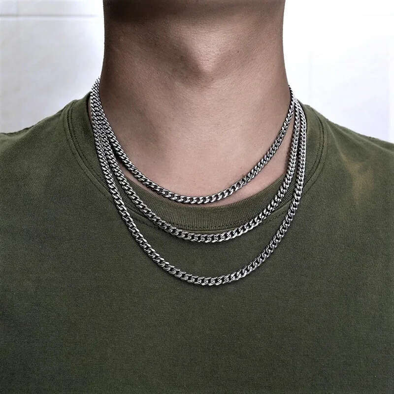 Designer 5mm Miami Cuban Link Chain Men Gold Chains Stainless Steel Choker Mens Necklace Hip Hop Jewelry Gift