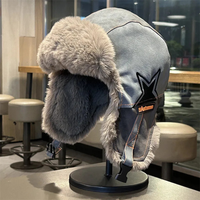 Autumn Winter Half Star Thicken Faux Fur Earflap Hat Ushanka Bomber Women Men Ski Ride Travel Casual Warm Cap 250929