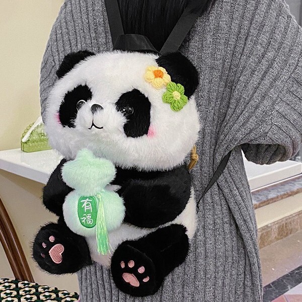 2025 New Cute Panda Backpack Designer Plush Bag Lightweight Travel Backpack