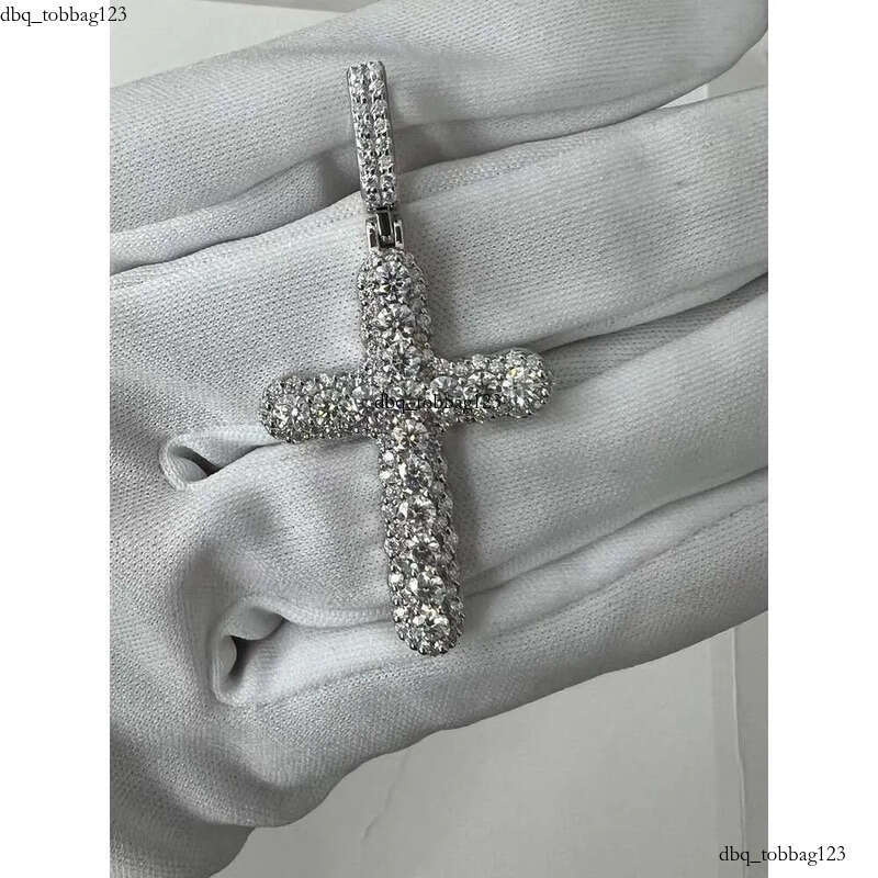 wholesale VVS Moissanite Dia Tennis with cross Necklace sier Plated Jewelry Chain