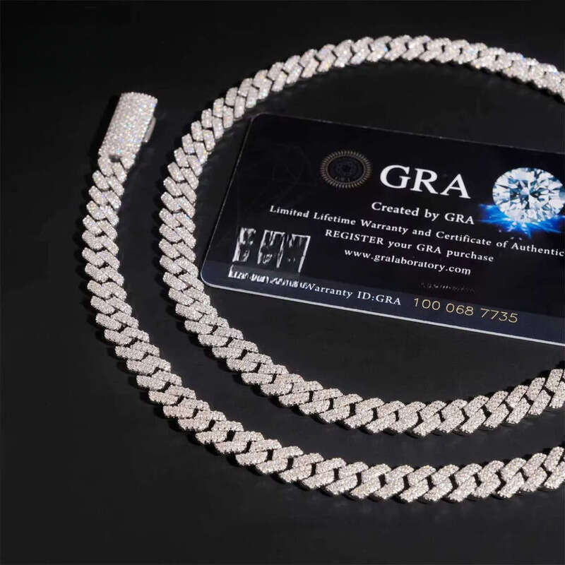 Ready to Ship Classic 8mm Moissanite Hip Hop Jewelry Sier Iced Out Cuban Link Pass Dia Chain