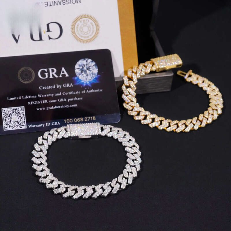 Best Selling 8mm 10mm Two Rows Iced Out Man Hip Hop Jewelry GRA Certificates Pass Dia Tester FL Moissanite Cuban Link Chain