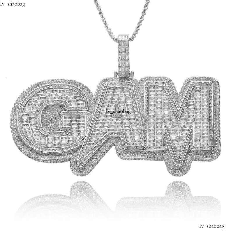 Solid Back Sier Rose Gold Moissanite Name Custom Hip Hop Letter Pendant for Cuban Link Chain