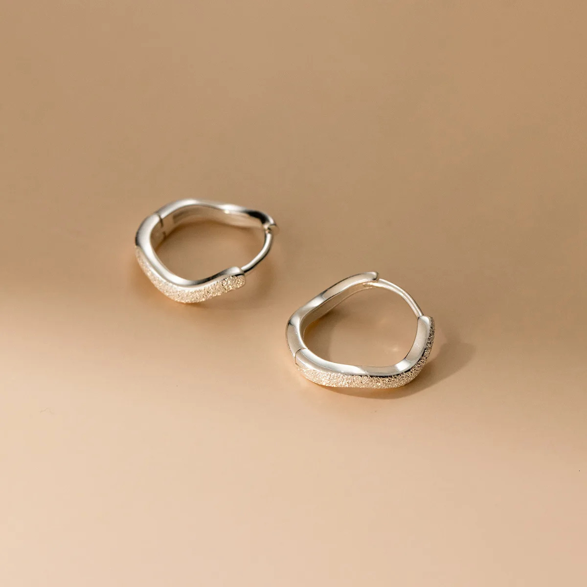 La Monada Inner 1cm Woman Hoop Earrings Silver 925 Sanding Wave Fine Jewelry 925 Sterling Silver Earrings For Women Hoops 250930