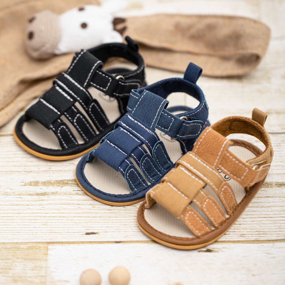 Baby Sandals Boy Girl Summer Newborn First Walker Crib Sandals Shoes Kidszworld Non-Slip Rubber Soles Non-Slip Beach Sandals Toddler K0721