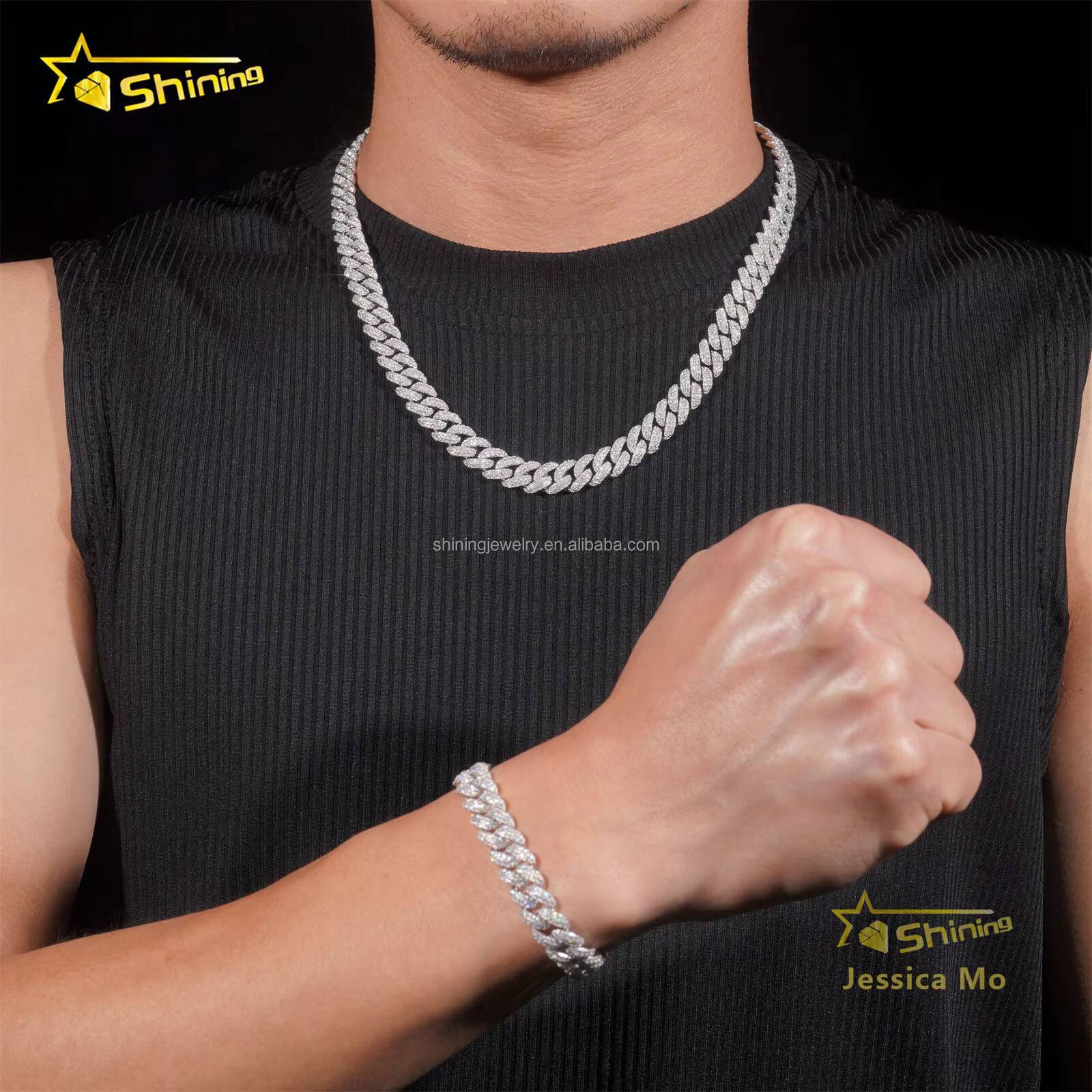 Bulk Stock New Arrivals Unique Design GRA Certificate S925 10mm Iced Out VVS Moissanite Miami Cuban Link Chain Necklace