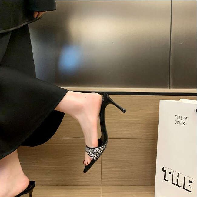 Leopard Print Sexy Rhinestone Ultra heel Sandals 2025 New Pointed Toe Stiletto Designer Shoe High heels for Women