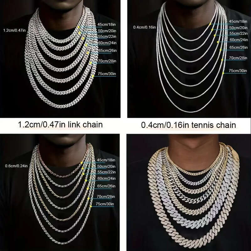 Fashion jewelry 20MM3 row moissanite hip-hop Cuban chain exaggerated rap men's designer necklace