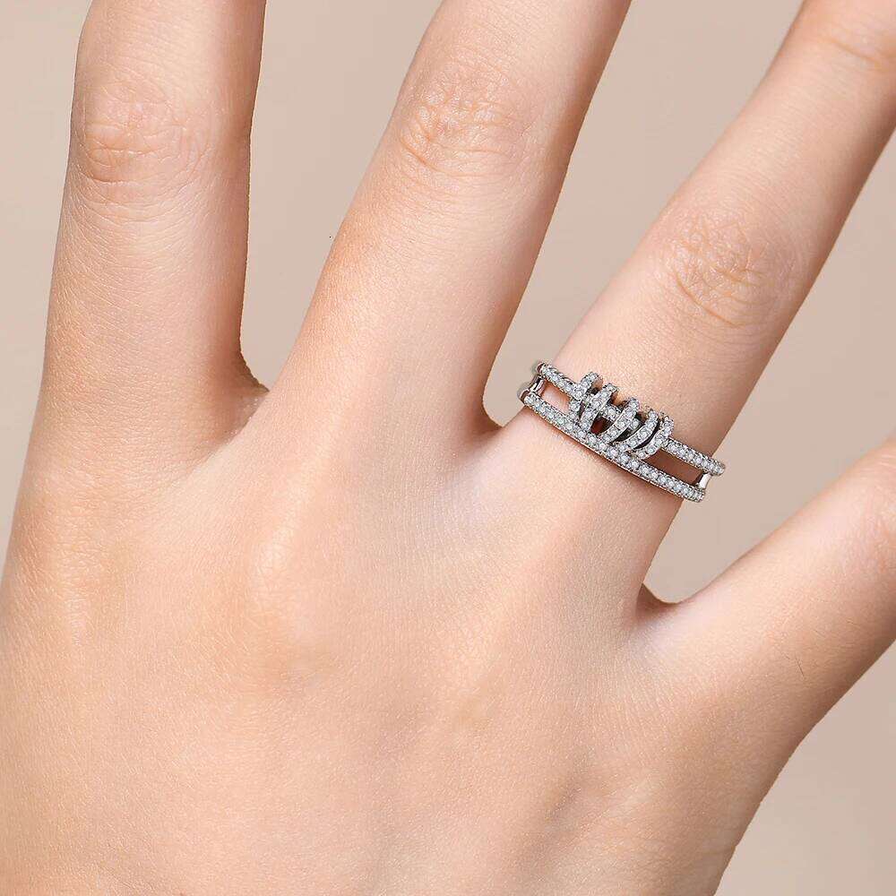 CHARMING Customize Full Moissanite Ring Brilliant Lab Dia Sterling Sliver Gold for Women Plated Wholesale Fine Jewelry