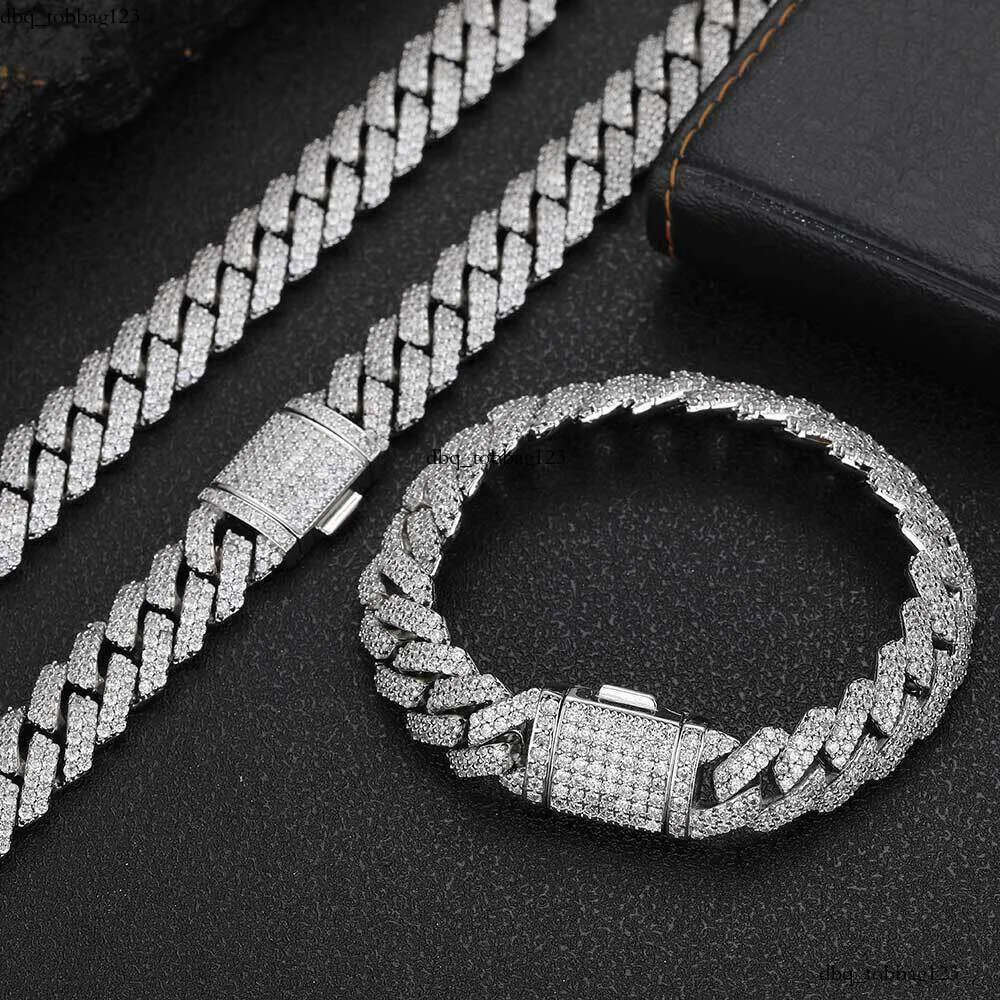 Good Quality Hiphop Jewelry 12mm Moissanite Dia Mens Necklace Cuban Link Chain pass tester gift