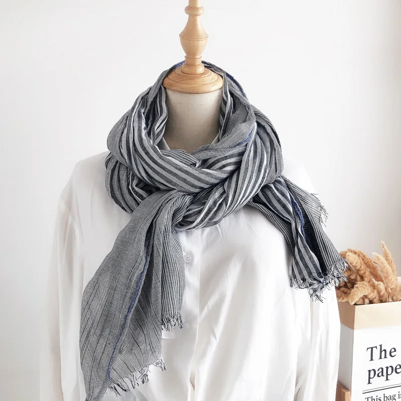 VREOVOR Scarf Womens Spring Autumn Thin Mori Color Matching Shawl Korean Version Versatile Linen Literary Retro Fashion 250930