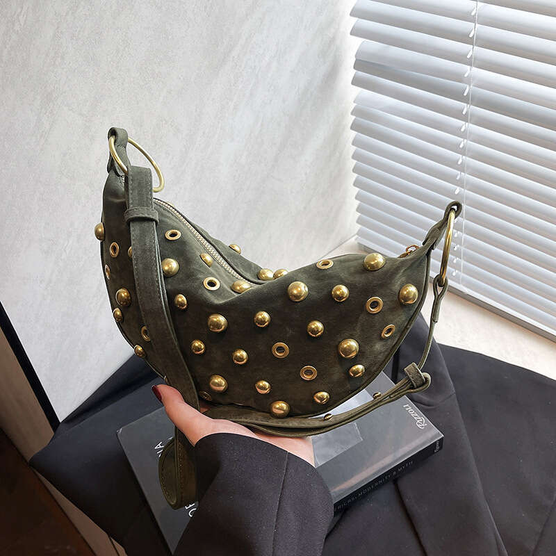 designer bag Luxury bag Eyelet Rivet Heavy Craft Women's Punk Style Fashion New Single Shoulder Underarm Crossbody Bag