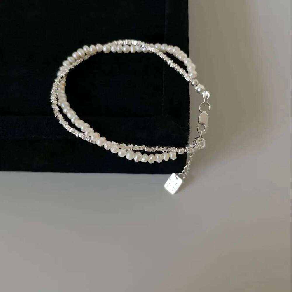 Fashion Sterling for Women Korean Double Layer Pearl Sier Chain Bracelets Party Jewelry Gift