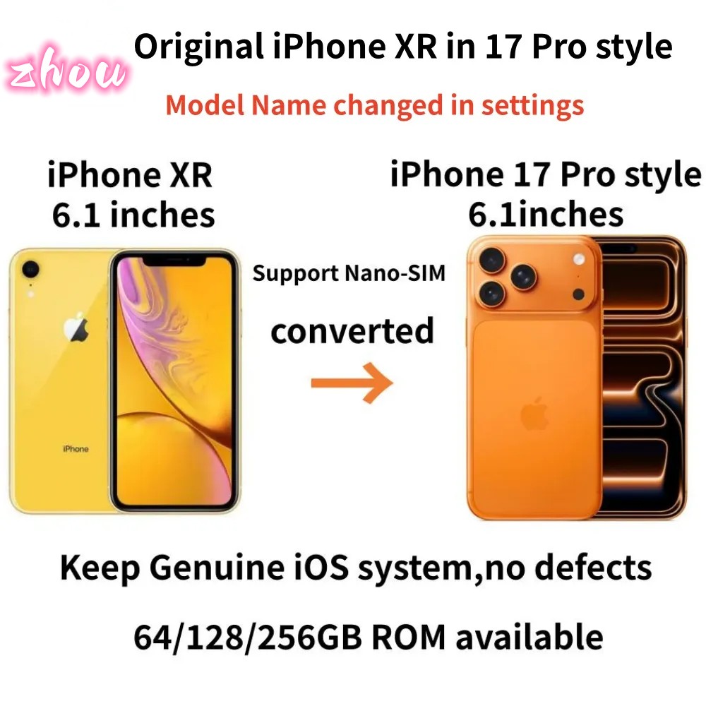 Genuine Apple iphone XRin iphone 17 pro 16 pro style phone 4g lte unlocked coming with 17 pro 16pro box sealed 3G RAM 256GB ROM OLED smartphone with battery 100 life