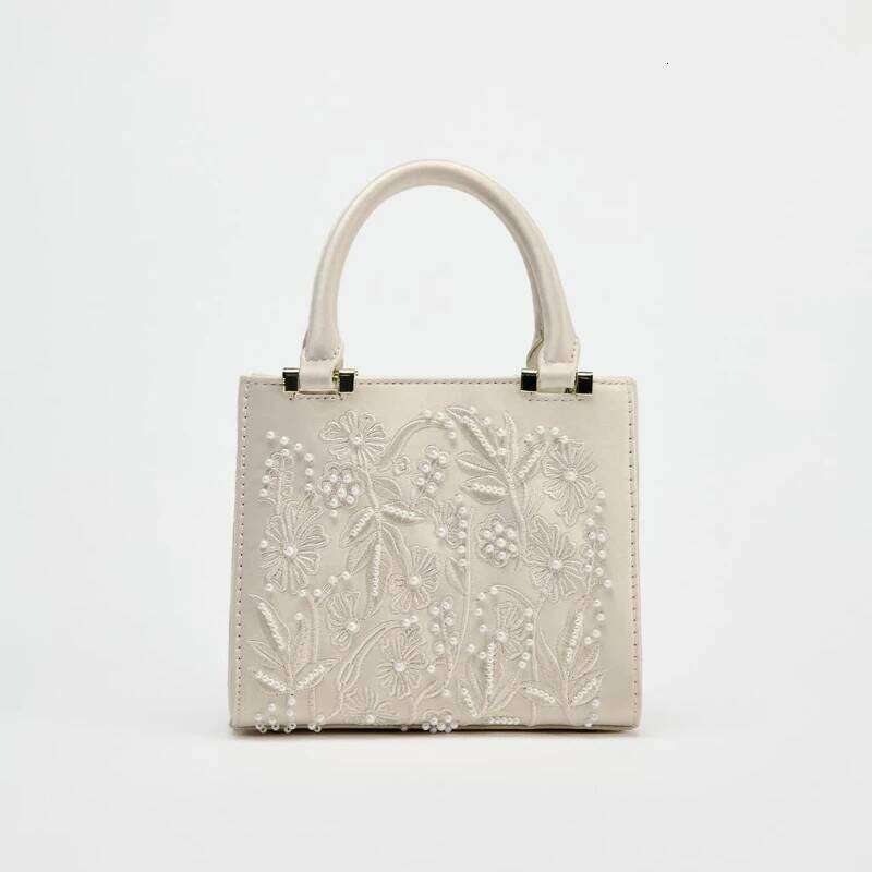Pearl Mini Duffel HandBag, Women's Crossbody with Chains, Fashionable Small Tote Bag Ladies Designer Bags