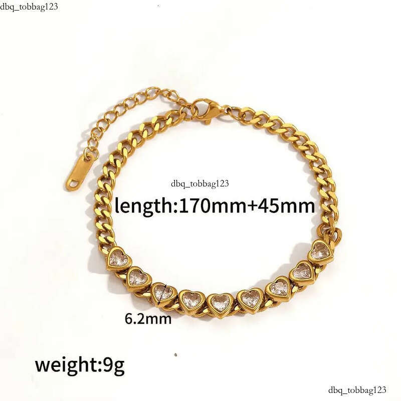 NK Chain Dia-encrusted Stainless Steel a Fashionable and High-end Heart-shaped Bracelet for Women