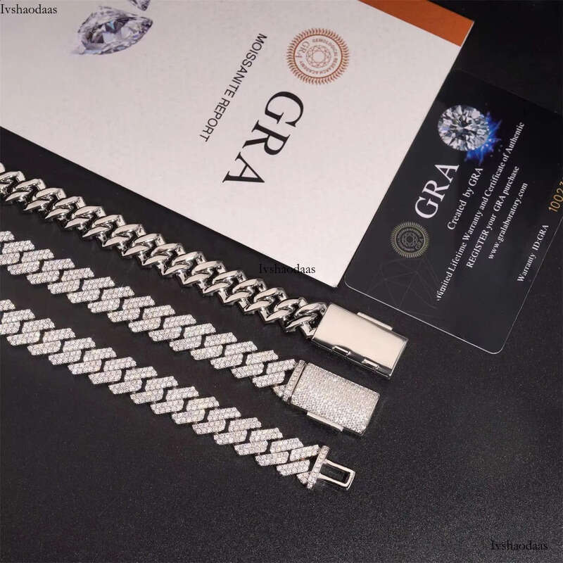 Pass Dia Tester Hip Hop Jewelry Iced Out Necklace VVS Moissanite Sier Cuban Link Chain