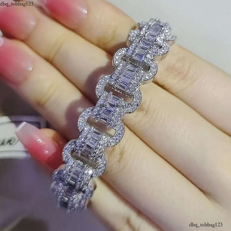 Elegent Wedding Bracelets Jewelry Sterling Sier T Princess Cut White 5A Cubic Zircon CZ Dia Gemstones Party Women Open Bangle For Lover Gift