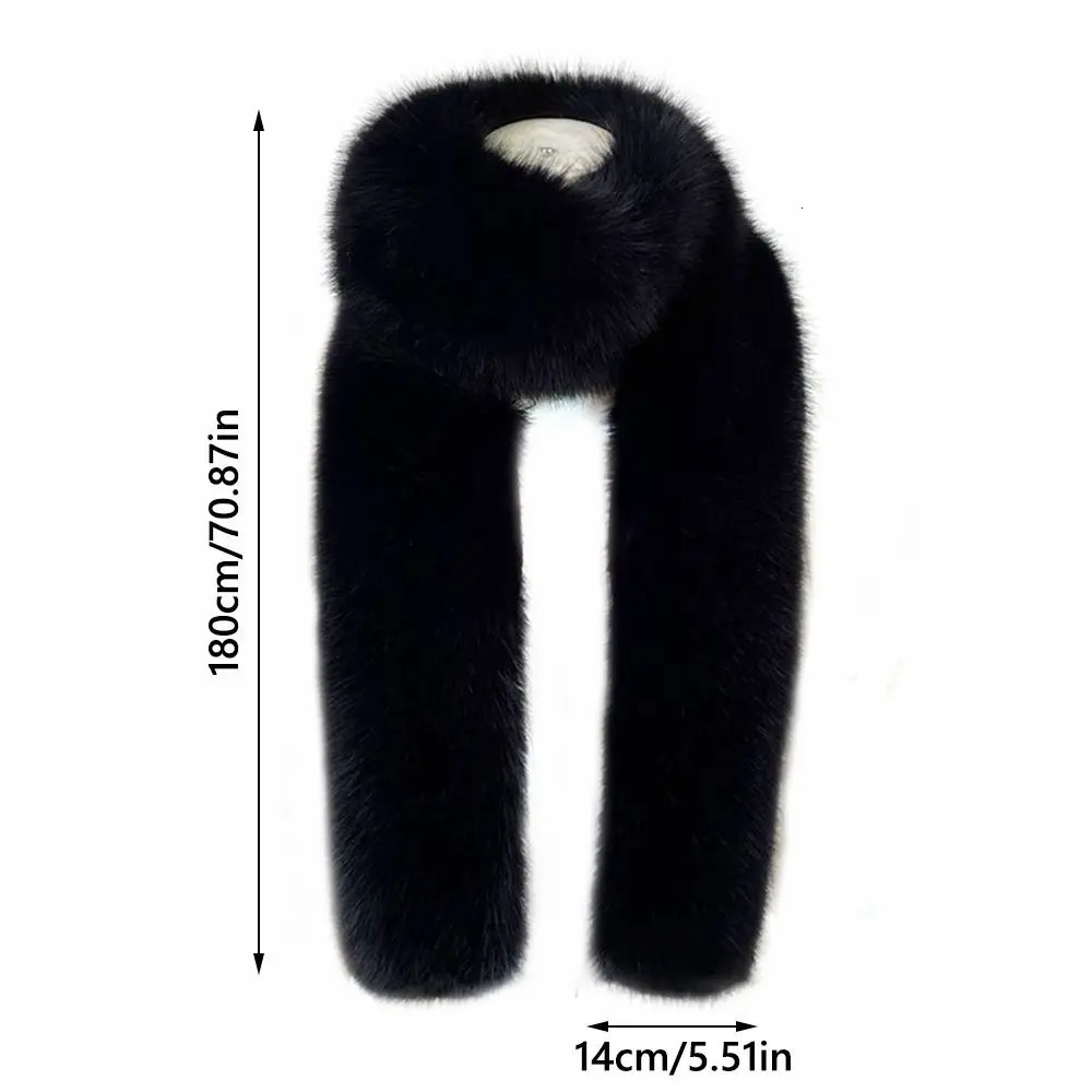 Fashionable 180cm Fur Long Scarf Soft Plush Thick Winter Fluffy Scarf Fur Decor Long Strip Scarf for Women Men 250929