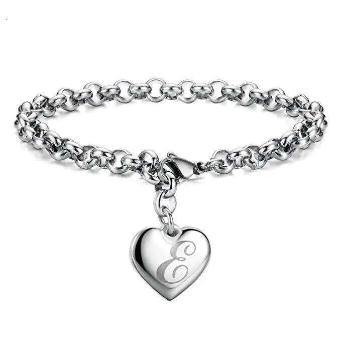 New Sterling sier noble Heart 26 Letteres chain Bracelets for women Fashion Designer brand party wedding Jewelry gifts