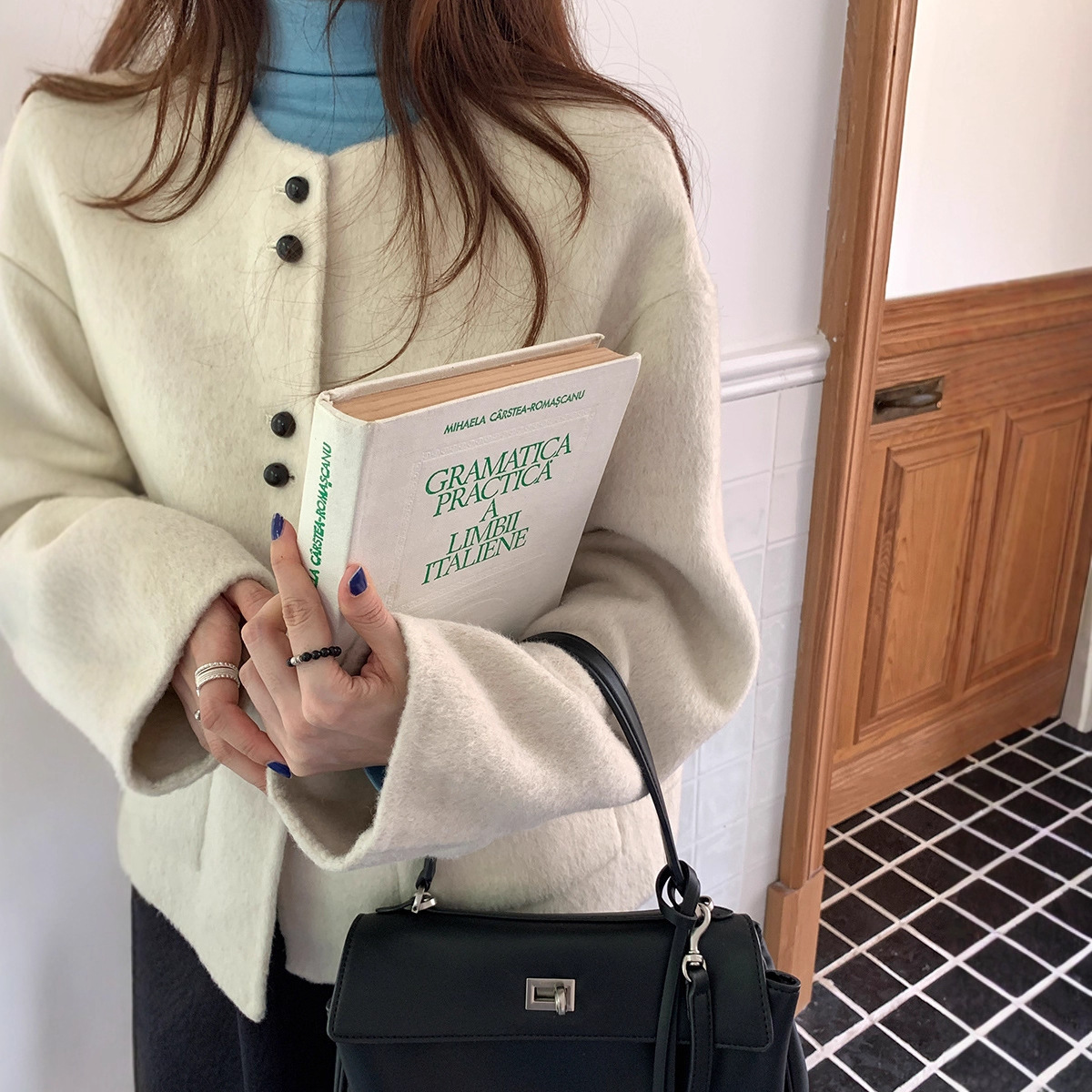 2025 women's wool round neck double-sided wool coat autumn and winter new Korean style designer jacket autumn coarse wool luxury short jacket jac