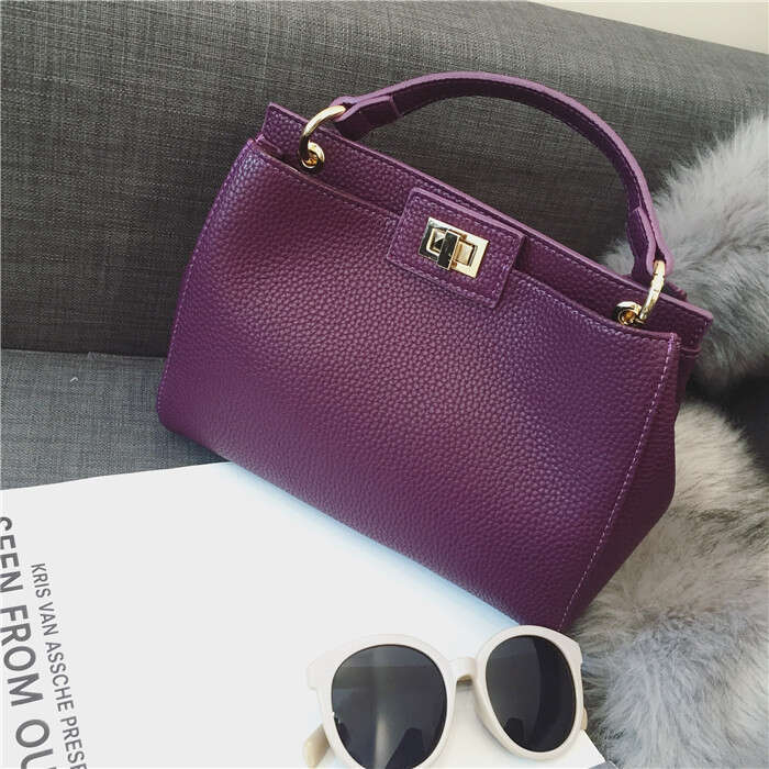 designer bag Luxury bag New Lychee Pattern Classic Kitten Style Gold Lock Single Shoulder Crossbody Women's Bag