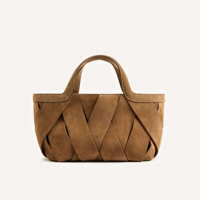 Women's Mini Suede Shopper Bag, Design New in Handbags For Women, Solid Color Woven Tote Bags,