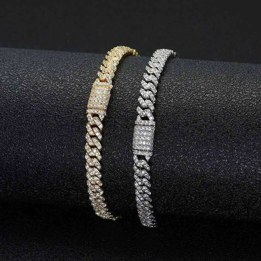 New 6mm Bling Iced Out CZ Zircon Hip Hop Personality Miami Cuban Link Charm Bracelet for Men Women
