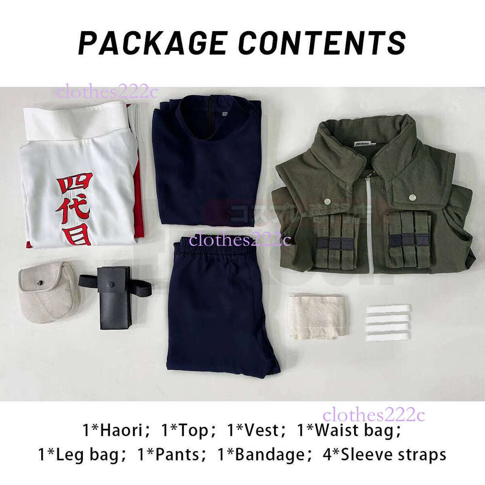 HOLOUN Anime Namikaze Minato Cosplay Costume Cloak Vest T-Shirt Pants Pouch Cos Convention Gift