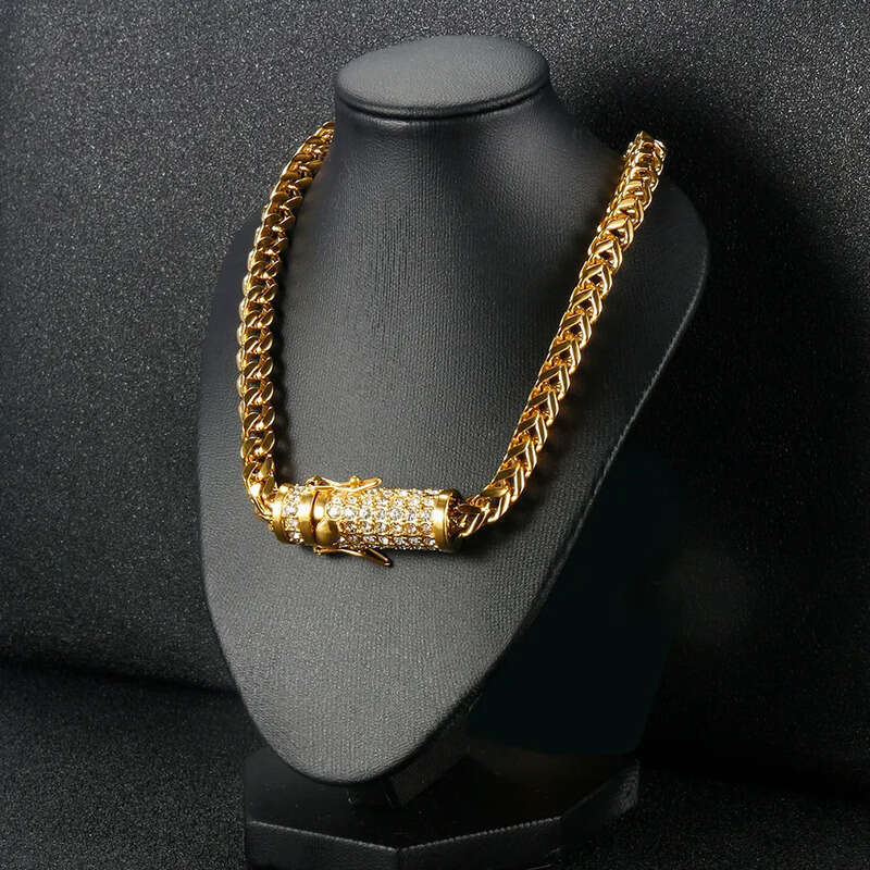 cuban link chains necklaces designer necklace for men Circular buckle wih dia sainless seel non arnish plaed gold chain 6mm wide hip hop rapper jewelr