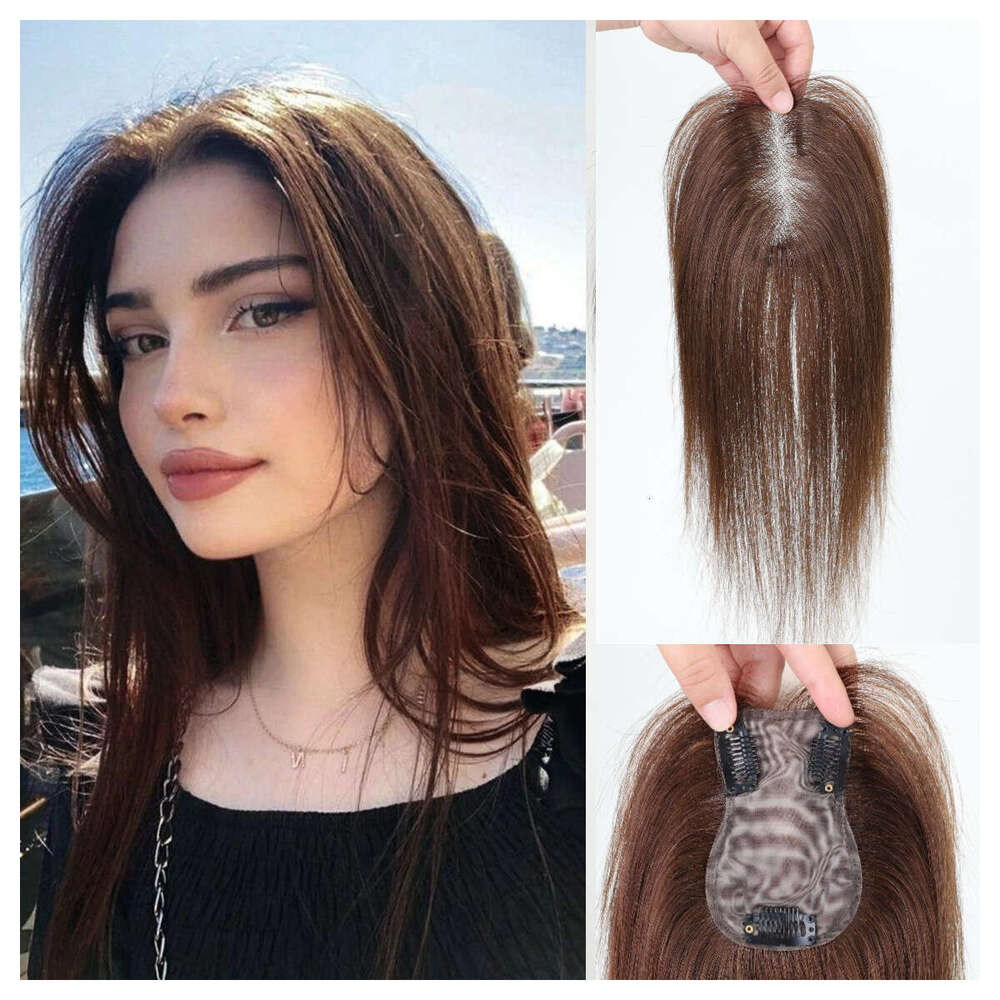 Hairpiece with Side Bangs, Fully Handwoven Real Human Hair, Platinum Top Hairpiece, Lightweight and Breathable, Increases Hair Volume, Xuchang